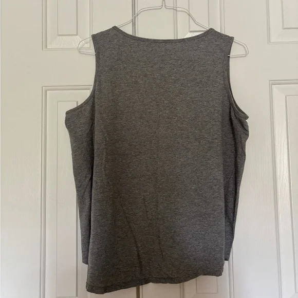 Life Is Good Heather Gray Boxy Tank Top with Floral Design - Picture 4 of 4